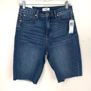 Oat New York High Rise Bermuda Shorts NEW Womens 28‎ Raw Hem Medium Wash casual